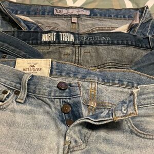 **SOLD **Young men’s jeans bundle. Hollister ripped jeans button up 30x30.